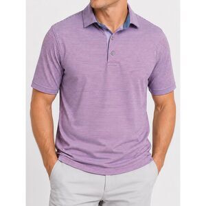 Greyson Performance Golf Polo Purple Pink Striped Mens XL Athletic Luxe